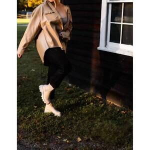 NEW CURVE MARKET maple leather shacket in beige